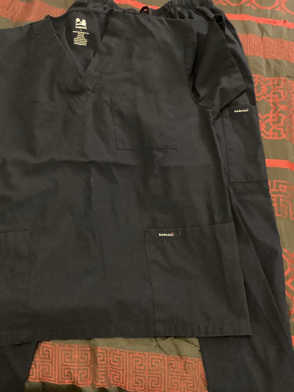 Men's Black DaVinci Work Scrub Top - Classic V-Neck